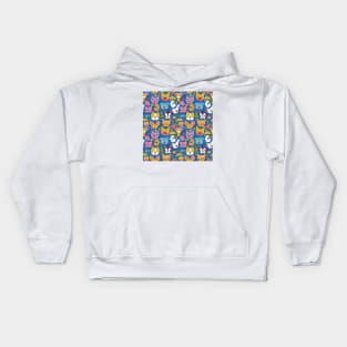 Whimsical Animal Faces Pattern Kids Hoodie